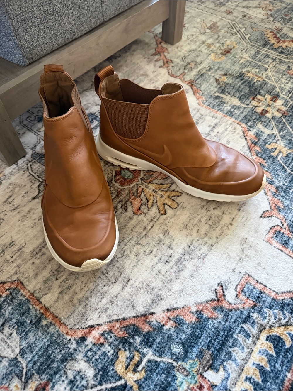 Nike women’s Brown Leather Slip-On Sneakers with White Sole
